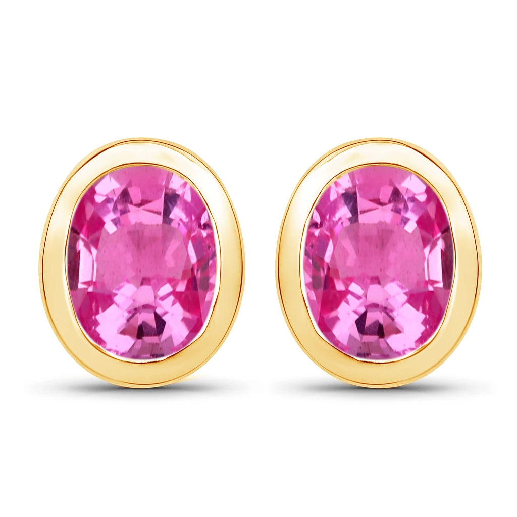 Oval Bezel Set Stud Earrings