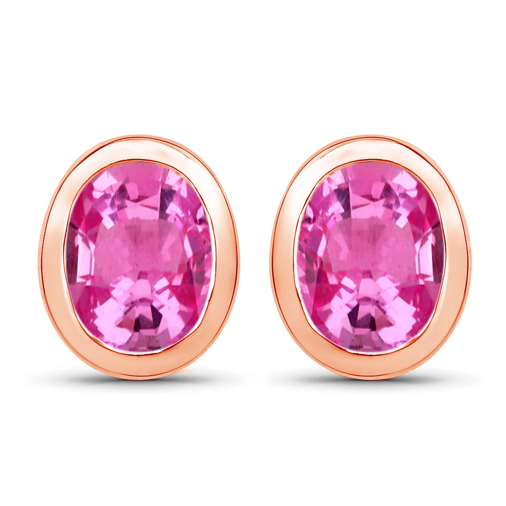 Oval Bezel Set Stud Earrings