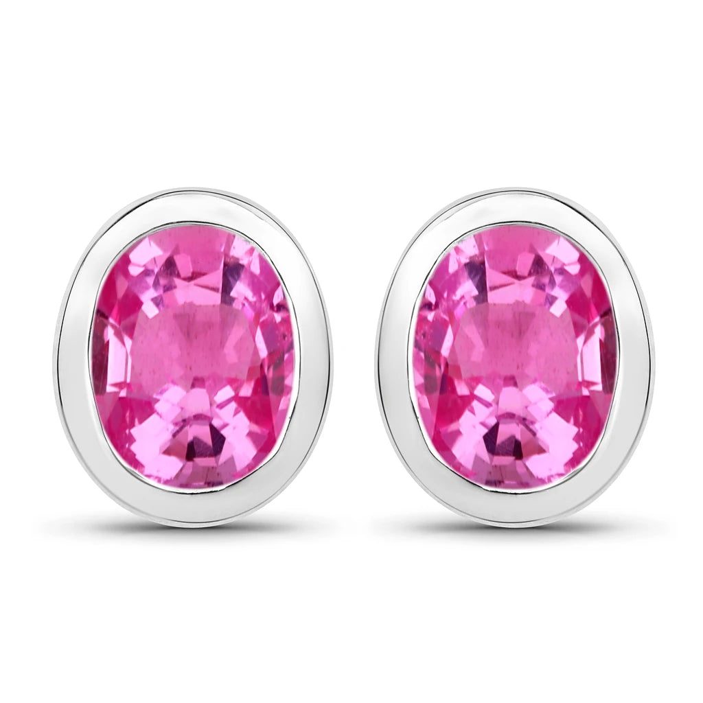 Oval Bezel Set Stud Earrings