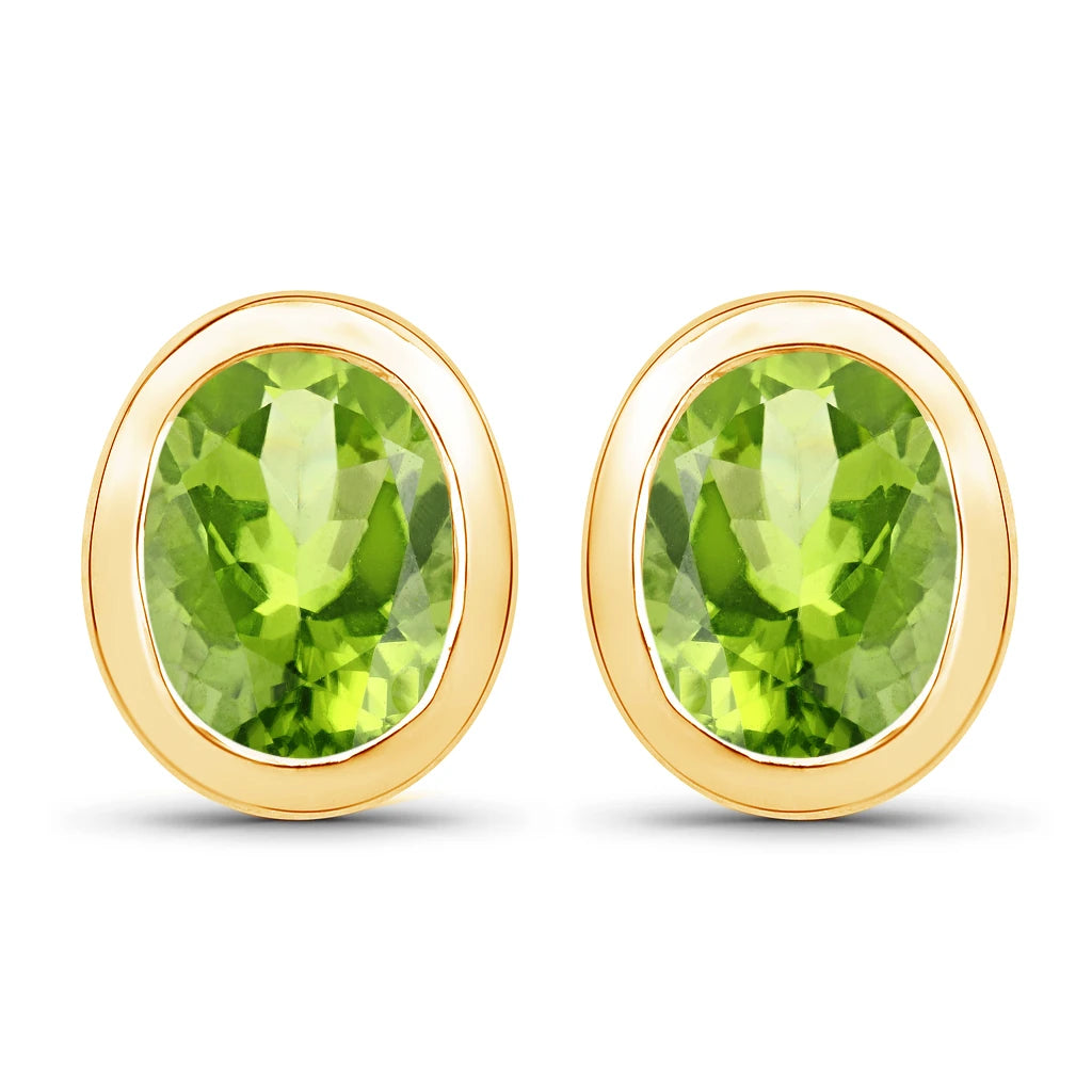 Oval Bezel Set Stud Earrings