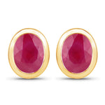 Oval Bezel Set Stud Earrings