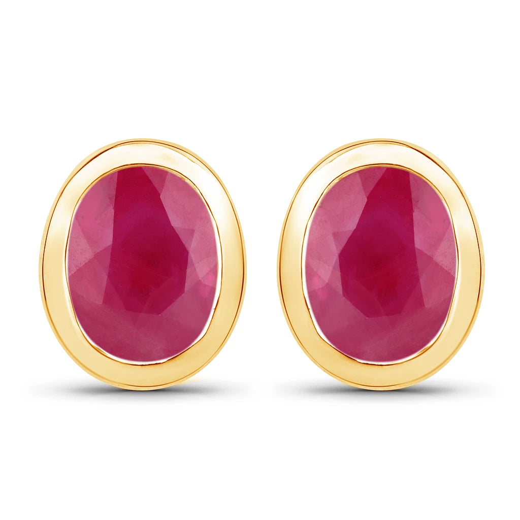 Oval Bezel Set Stud Earrings