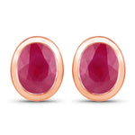 Oval Bezel Set Stud Earrings