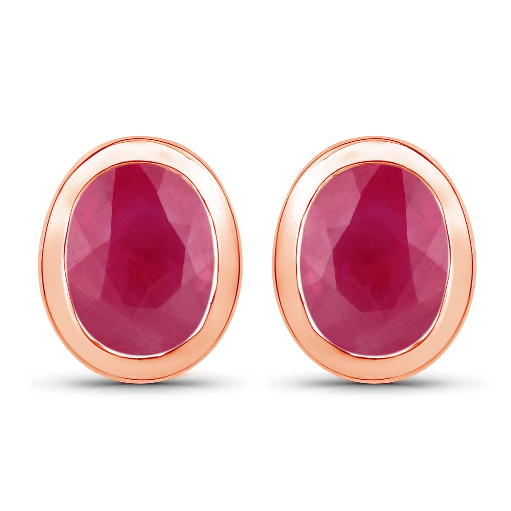 Oval Bezel Set Stud Earrings