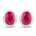 Oval Bezel Set Stud Earrings