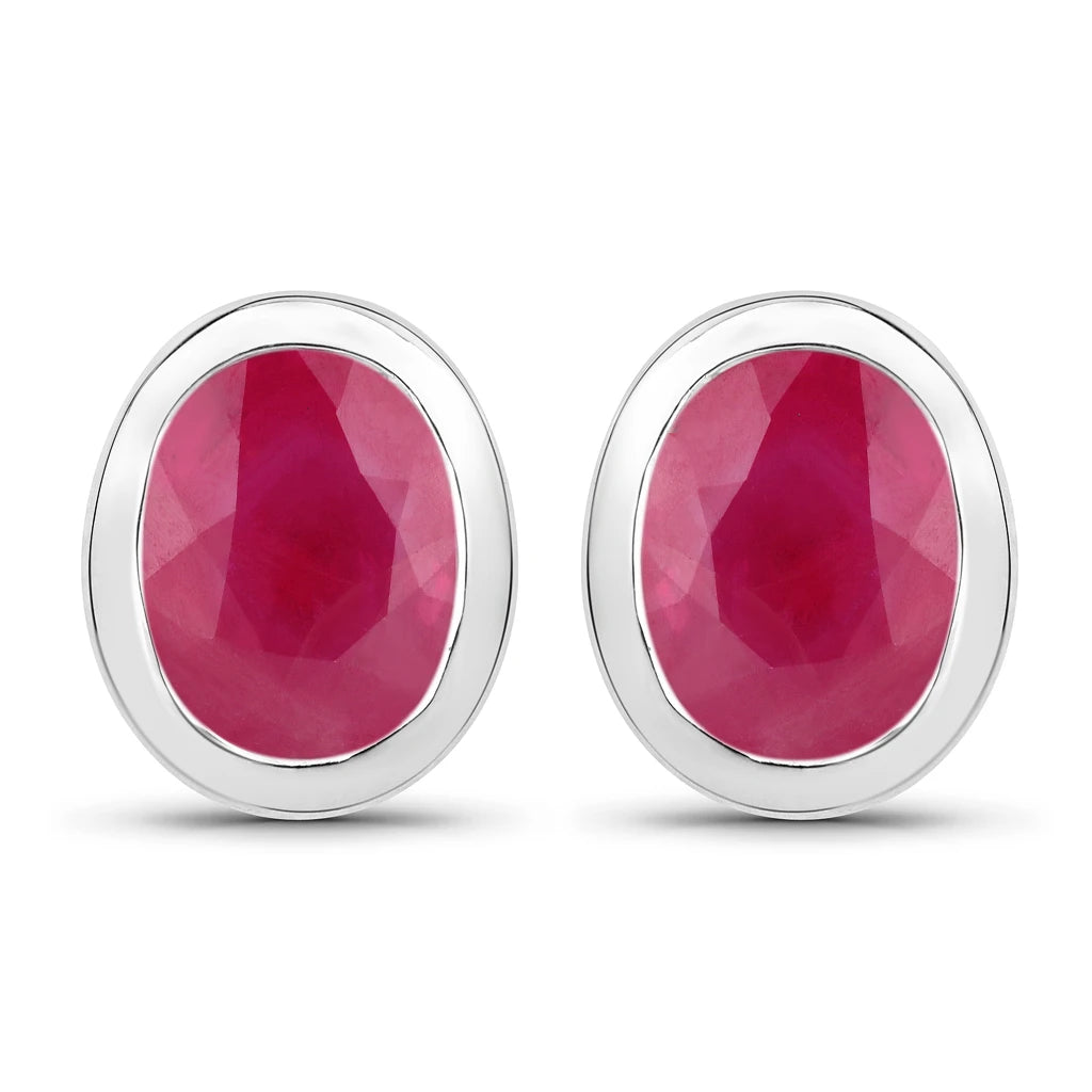 Oval Bezel Set Stud Earrings
