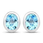 Oval Bezel Set Stud Earrings