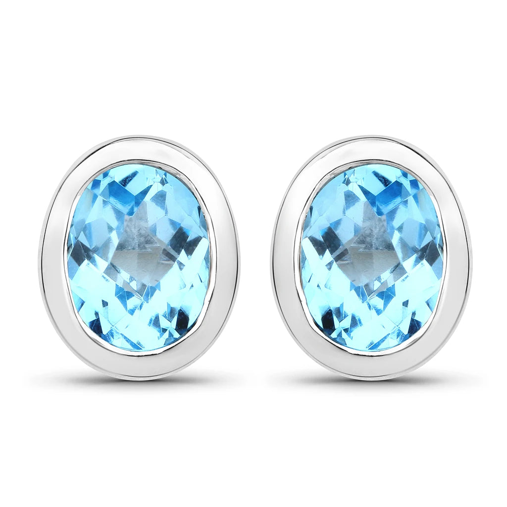 Oval Bezel Set Stud Earrings