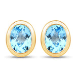 Oval Bezel Set Stud Earrings