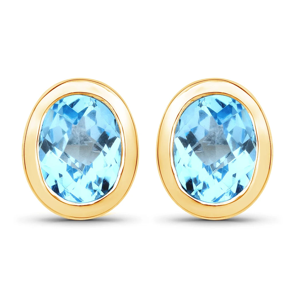 Oval Bezel Set Stud Earrings