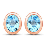 Oval Bezel Set Stud Earrings