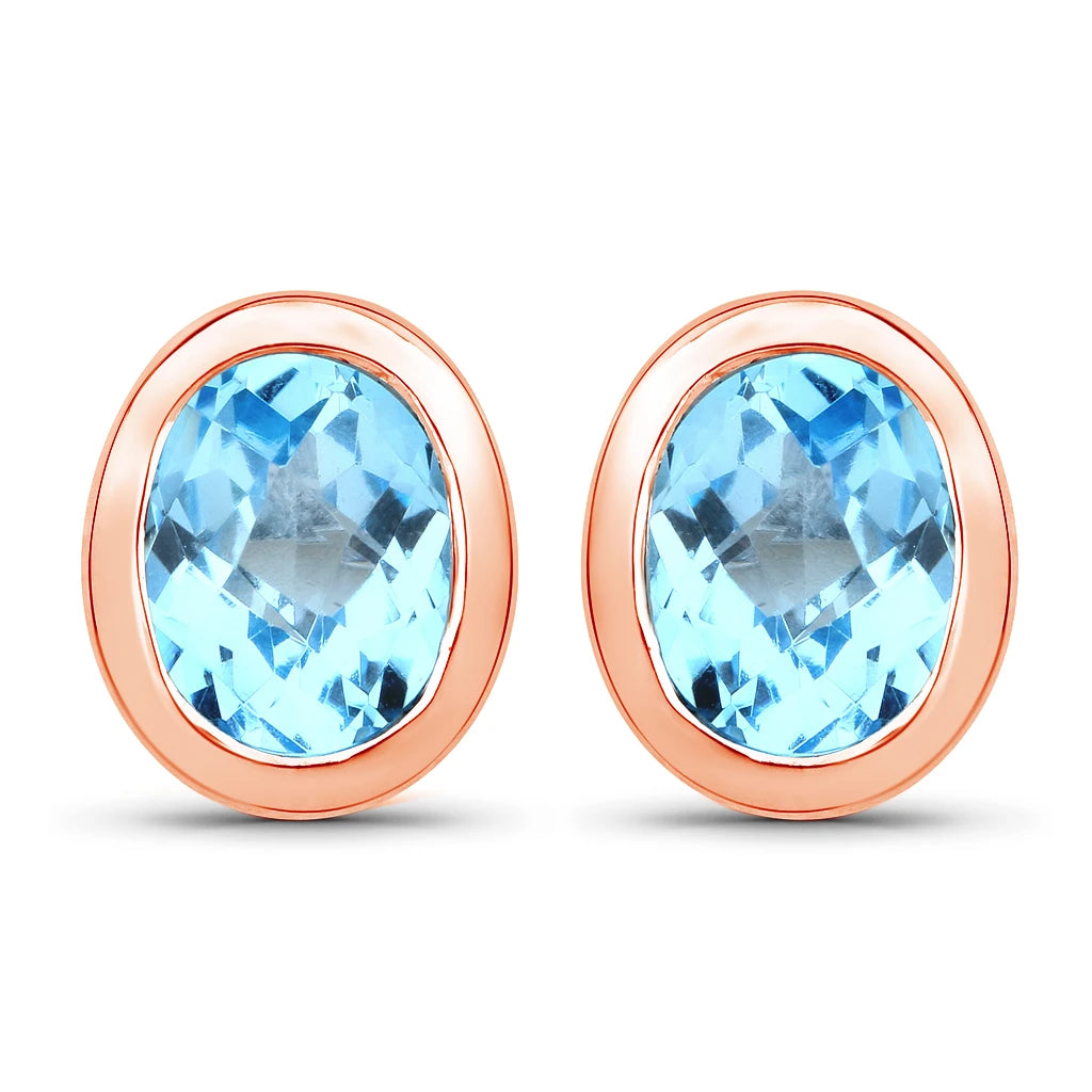 Oval Bezel Set Stud Earrings