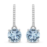 Round Cut Diamond Accent Drop Earrings