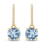 Round Cut Diamond Accent Drop Earrings