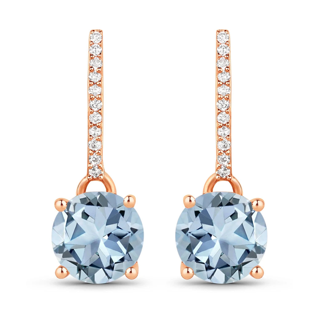 Round Cut Diamond Accent Drop Earrings