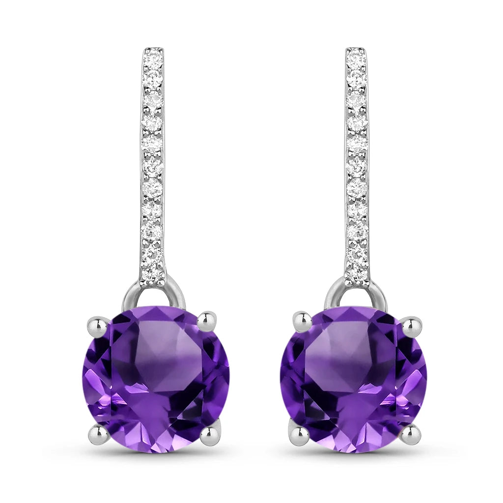 Round Cut Diamond Accent Drop Earrings