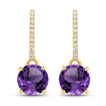 Round Cut Diamond Accent Drop Earrings