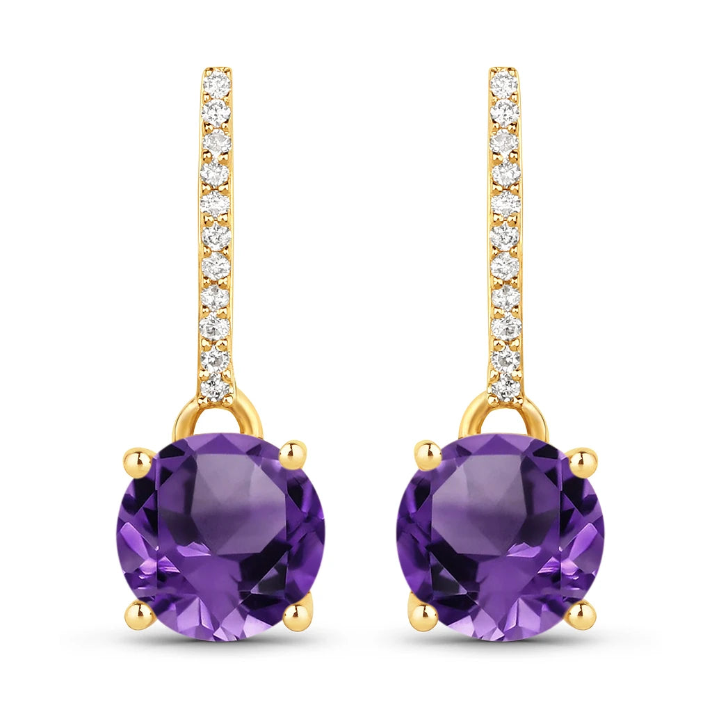 Round Cut Diamond Accent Drop Earrings