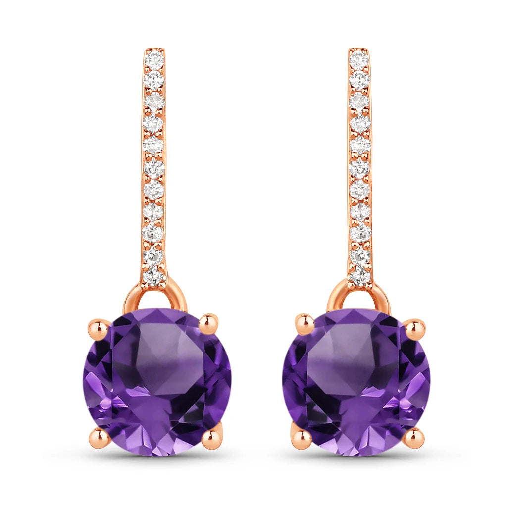 Round Cut Diamond Accent Drop Earrings