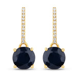 Round Cut Diamond Accent Drop Earrings