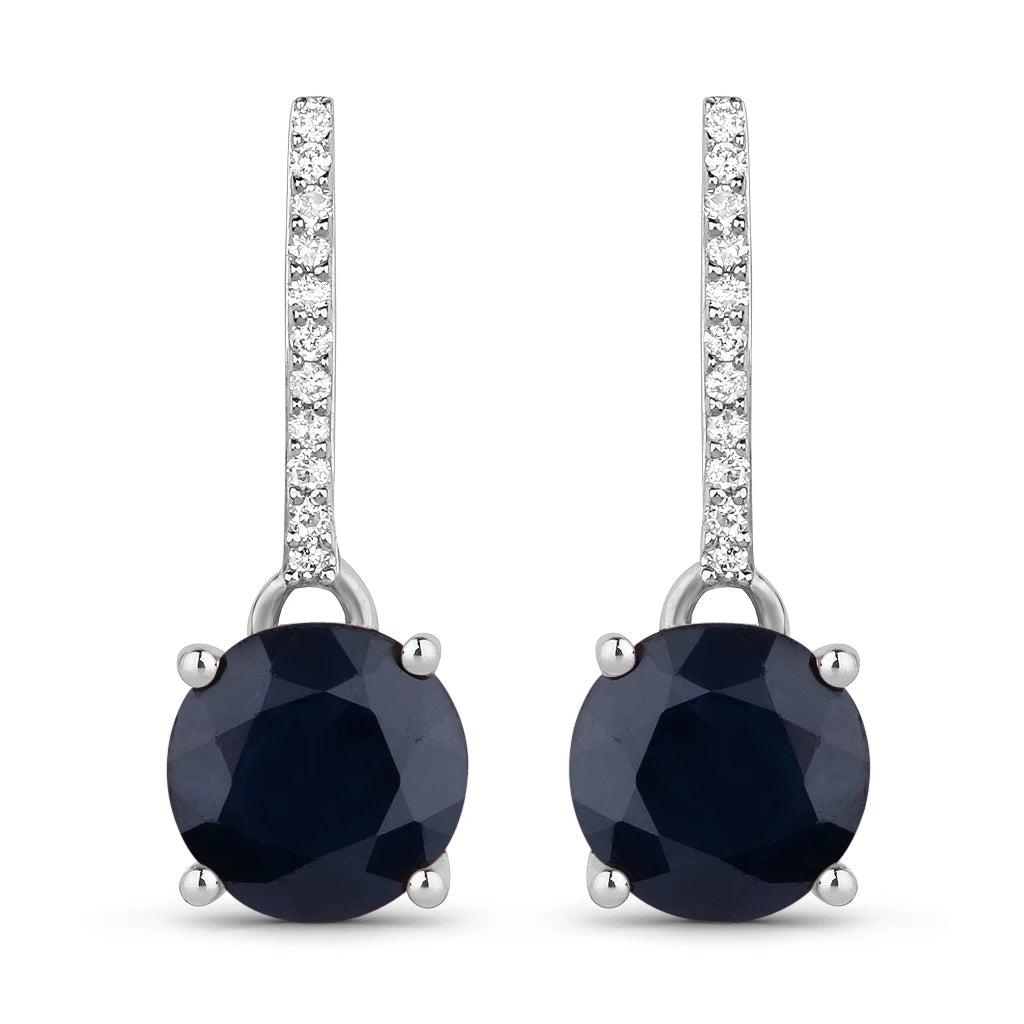 Round Cut Diamond Accent Drop Earrings