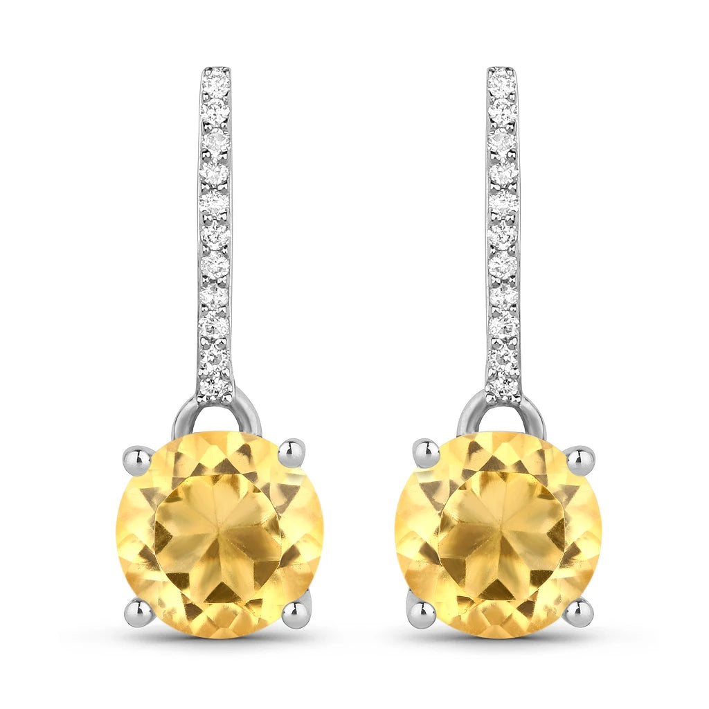 Round Cut Diamond Accent Drop Earrings