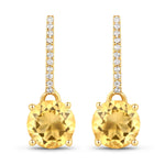 Round Cut Diamond Accent Drop Earrings