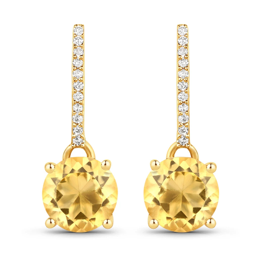 Round Cut Diamond Accent Drop Earrings