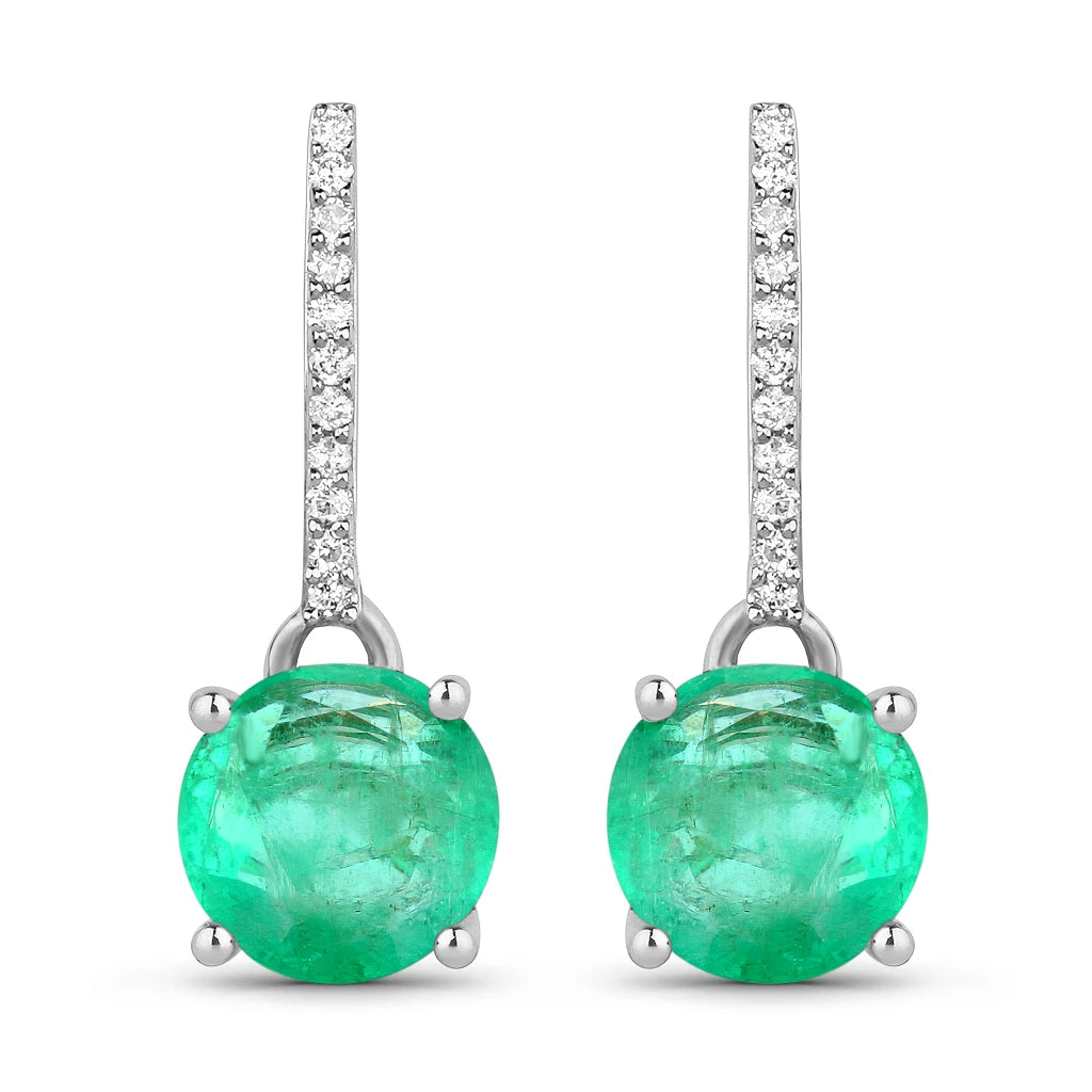 Round Cut Diamond Accent Drop Earrings