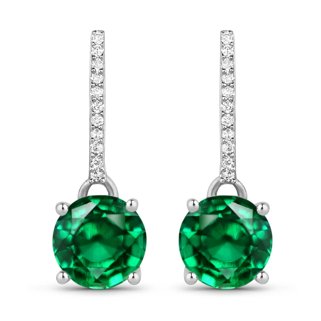 Round Cut Diamond Accent Drop Earrings