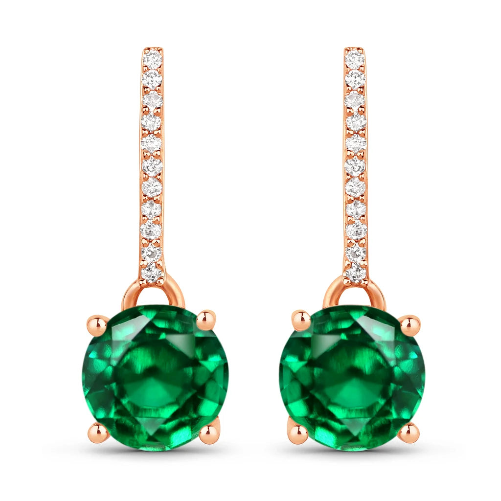 Round Cut Diamond Accent Drop Earrings