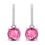 Round Cut Diamond Accent Drop Earrings