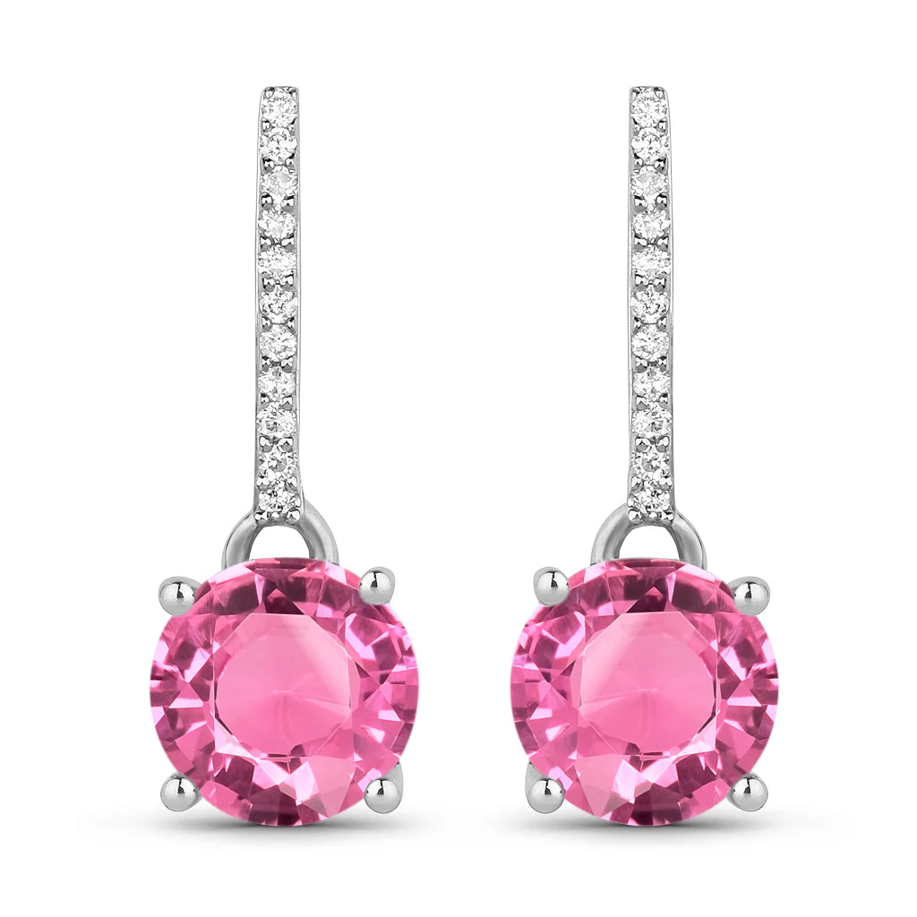 Round Cut Diamond Accent Drop Earrings