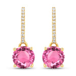 Round Cut Diamond Accent Drop Earrings