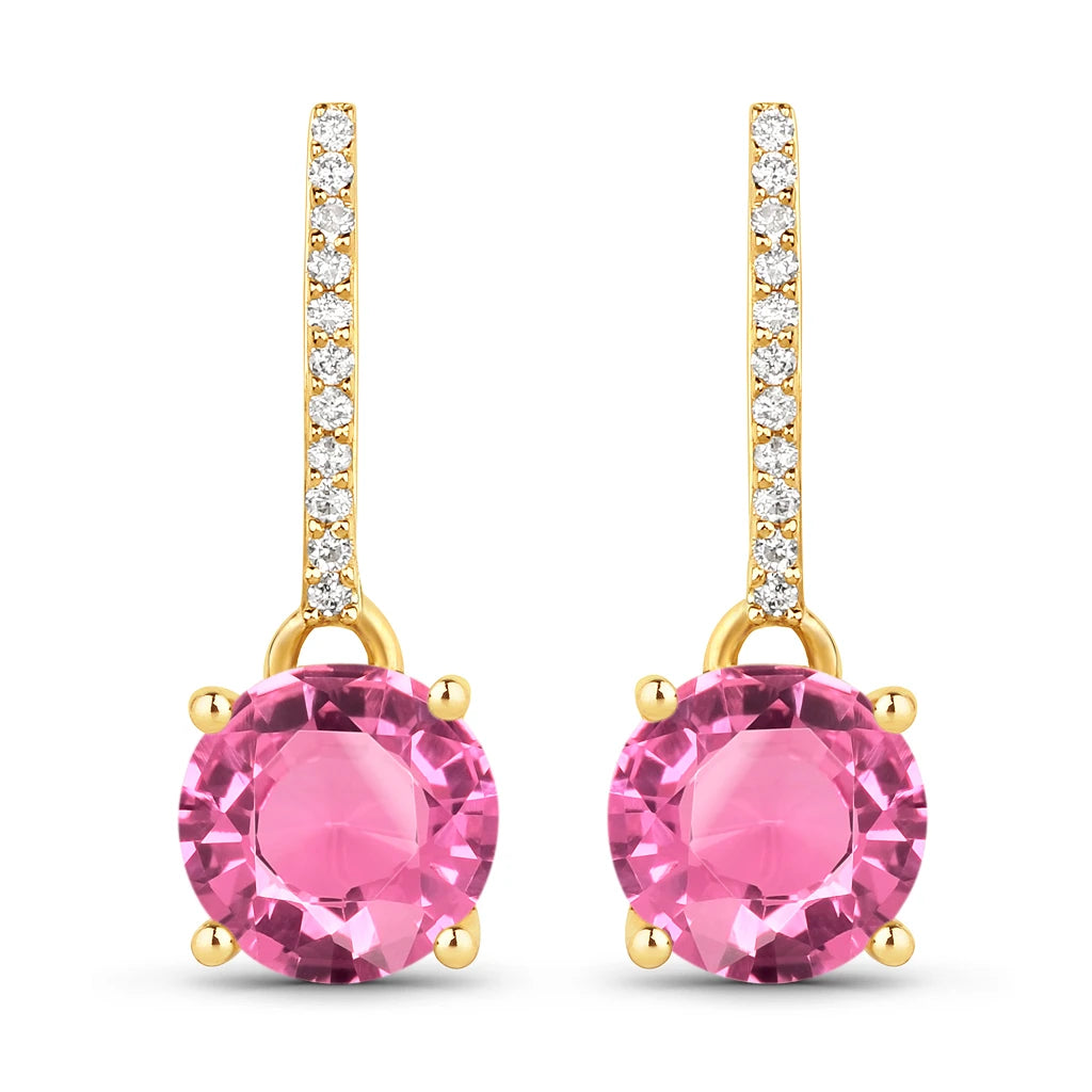 Round Cut Diamond Accent Drop Earrings