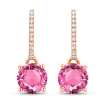 Round Cut Diamond Accent Drop Earrings