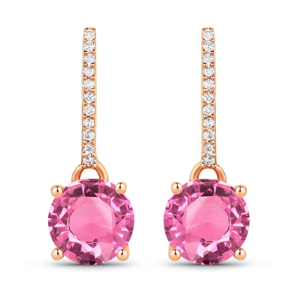 Round Cut Diamond Accent Drop Earrings