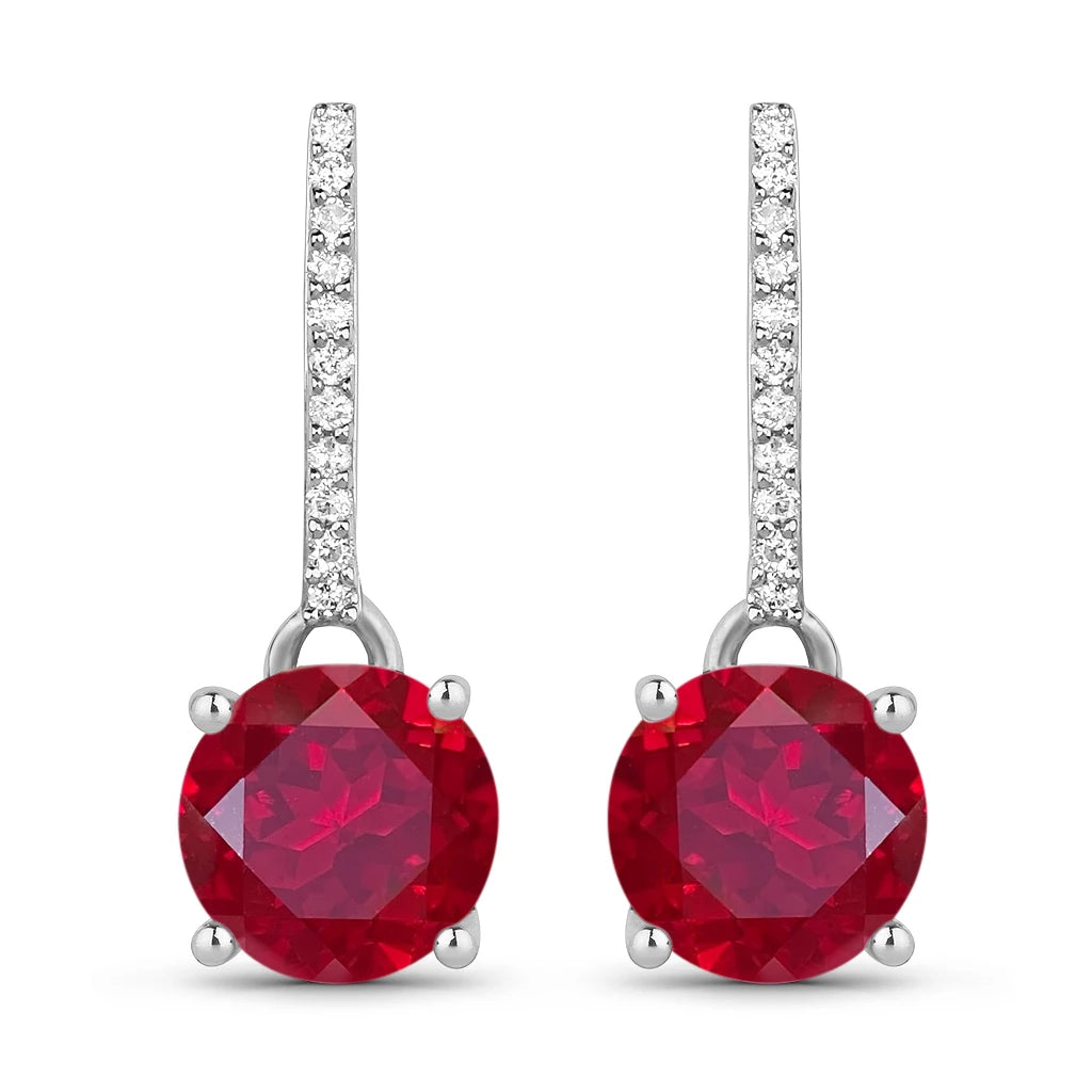 Round Cut Diamond Accent Drop Earrings