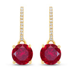 Round Cut Diamond Accent Drop Earrings