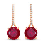 Round Cut Diamond Accent Drop Earrings
