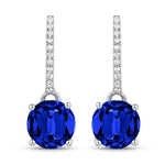 Round Cut Diamond Accent Drop Earrings