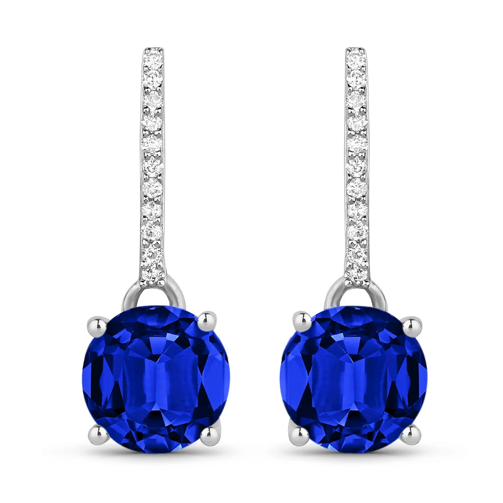 Round Cut Diamond Accent Drop Earrings