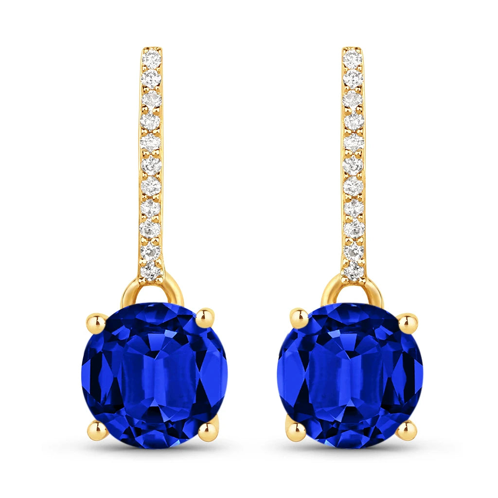 Round Cut Diamond Accent Drop Earrings