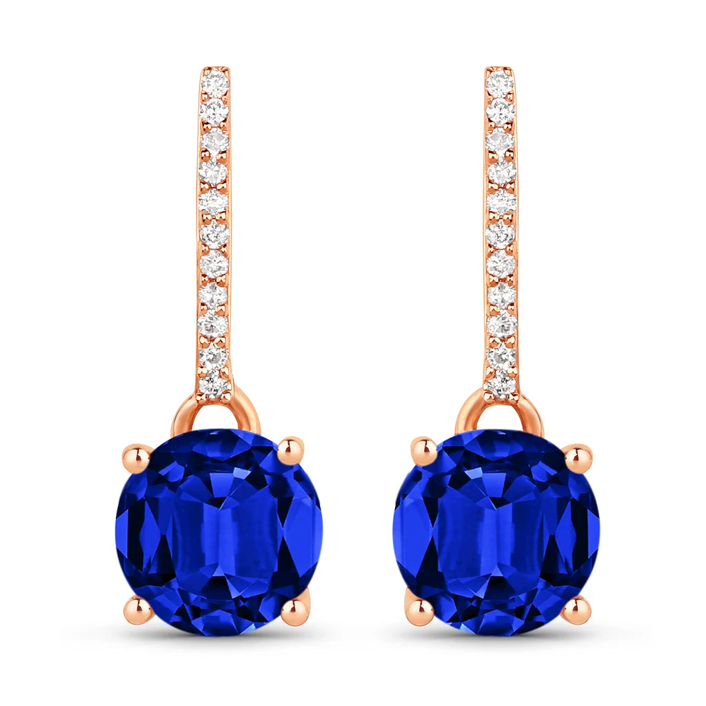 Round Cut Diamond Accent Drop Earrings