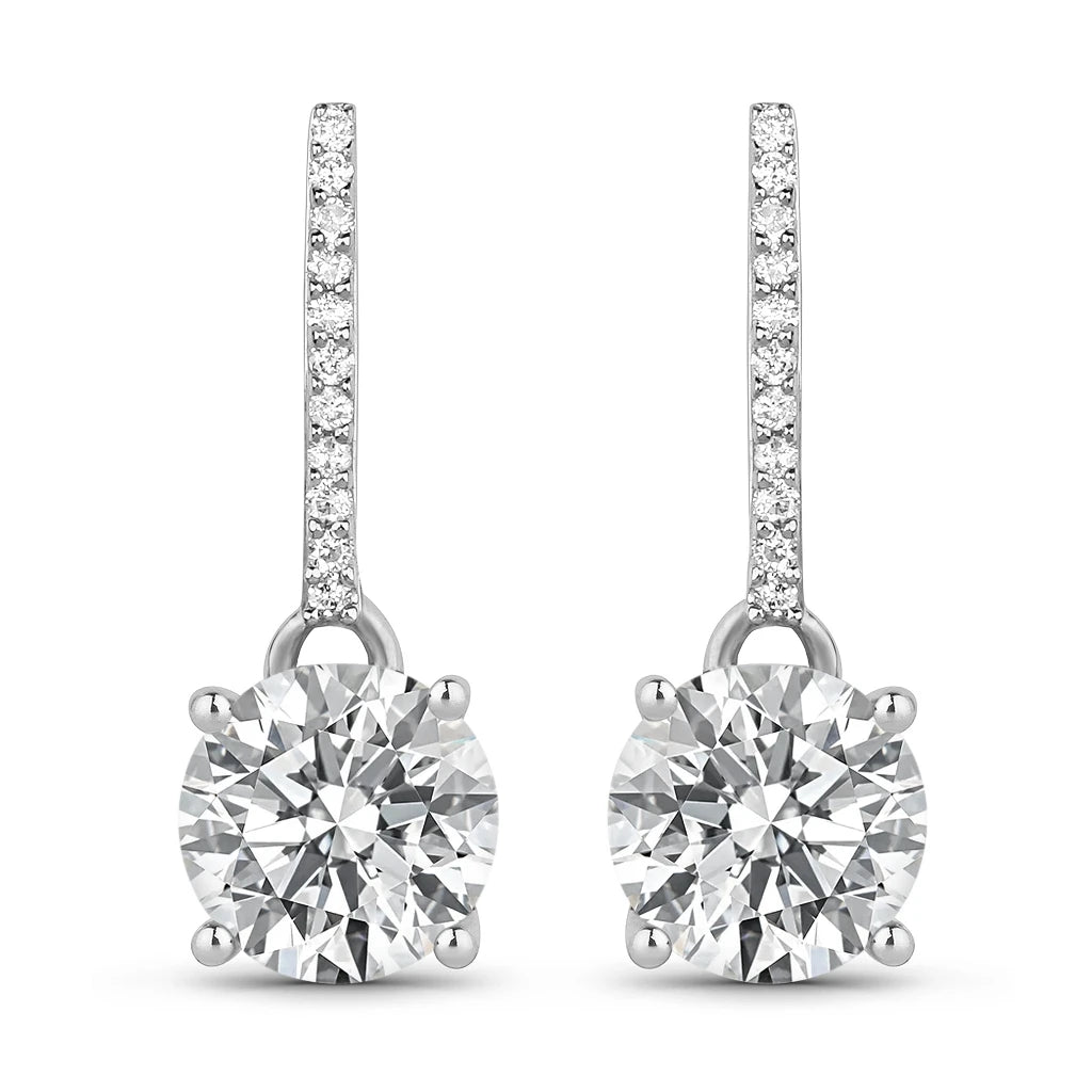 Round Cut Diamond Accent Drop Earrings