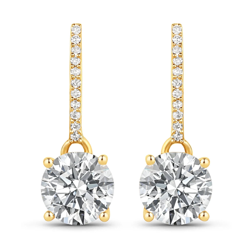 Round Cut Diamond Accent Drop Earrings