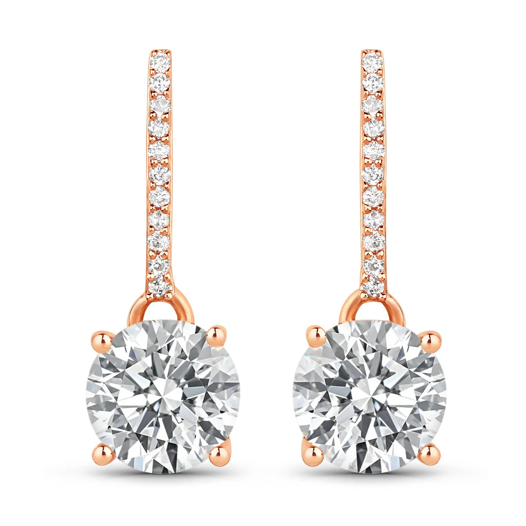 Round Cut Diamond Accent Drop Earrings