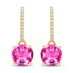 Round Cut Diamond Accent Drop Earrings