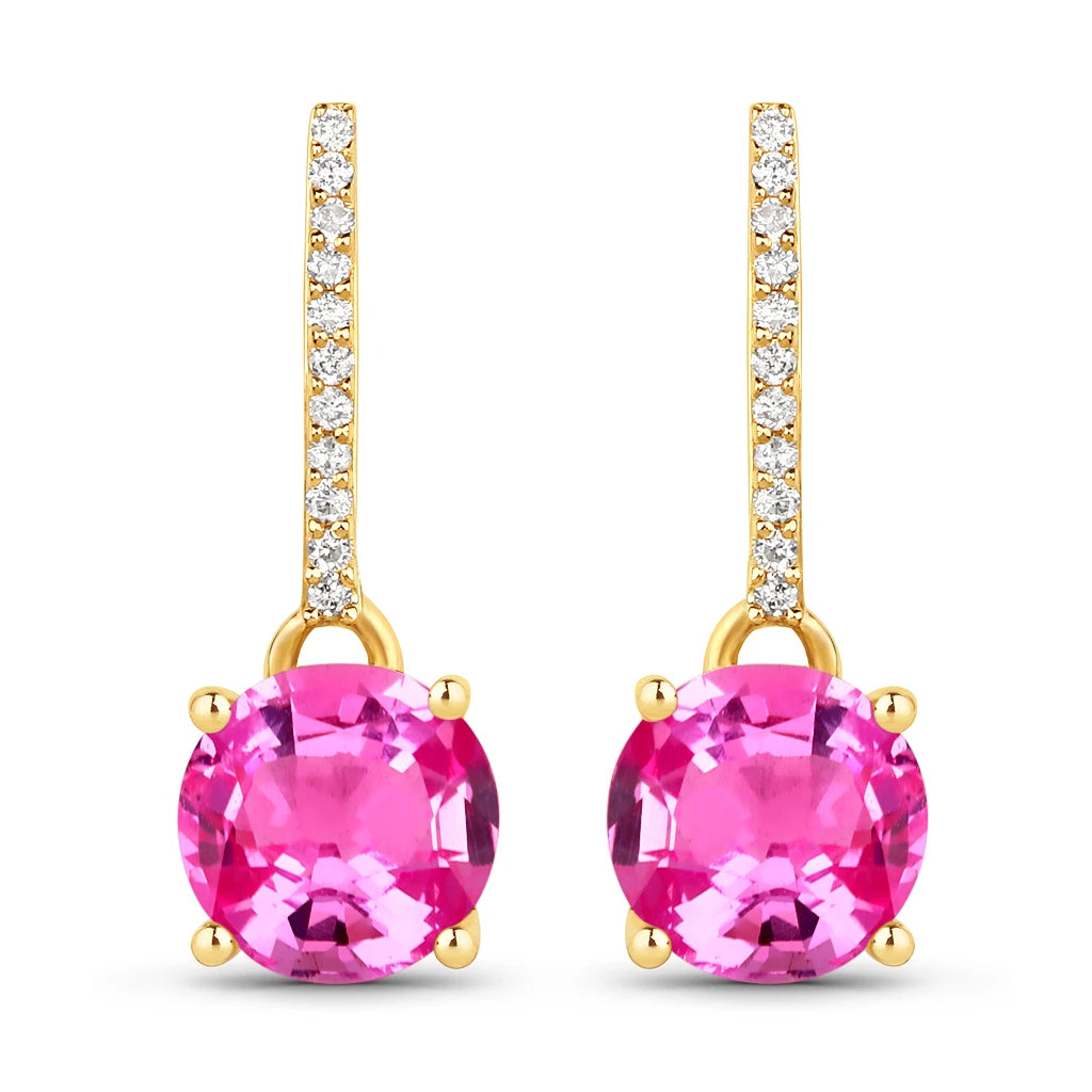Round Cut Diamond Accent Drop Earrings