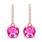 Round Cut Diamond Accent Drop Earrings